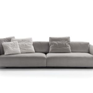 The minimalist Edmond Sofa by Carlo Colombo for Flexform in grey fabric - Front View