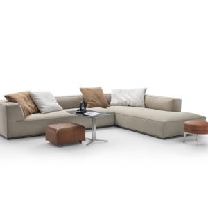 Minimalist Modular L-shape Sofa Perry by Antonio Citterio in Greige Fabric exudes contemporary luxury - Side View