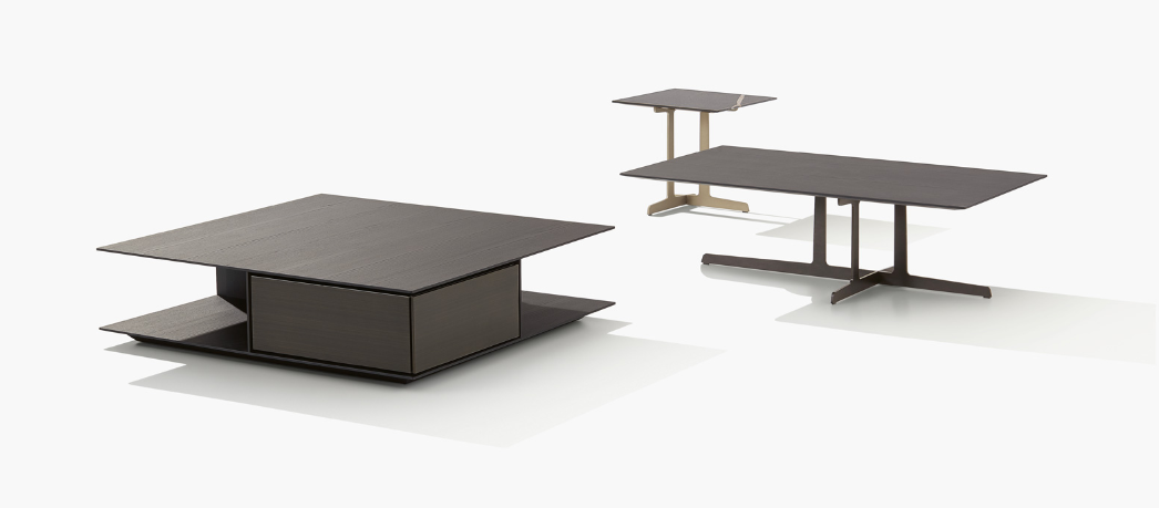 The Westside Coffee Table, designed by Jean-Marie Massaud for Poliform, is a masterful blend of materials and shapes. Its refined design features exquisite attention to detail and the option of adding drawers for added functionality. Shown here with drawers and higher lifted options.